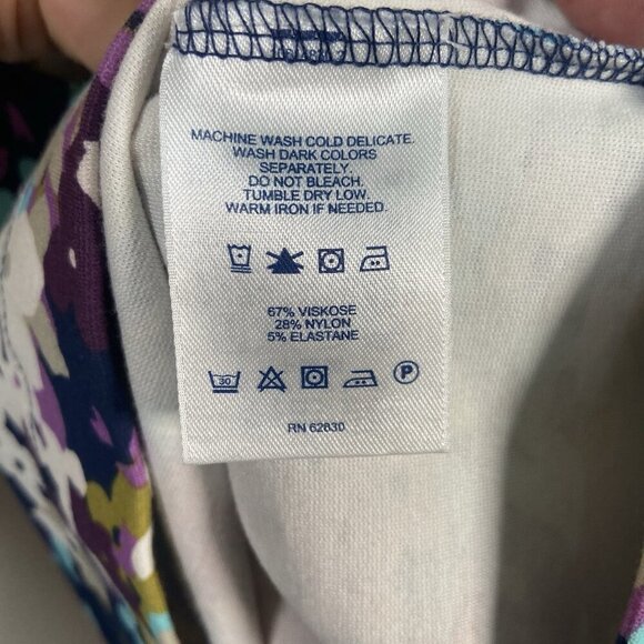 Lands' End Dress Size 4 Ponte Sheath Dress Blue Purple Floral W/ Pockets Stretch - Picture 10 of 13